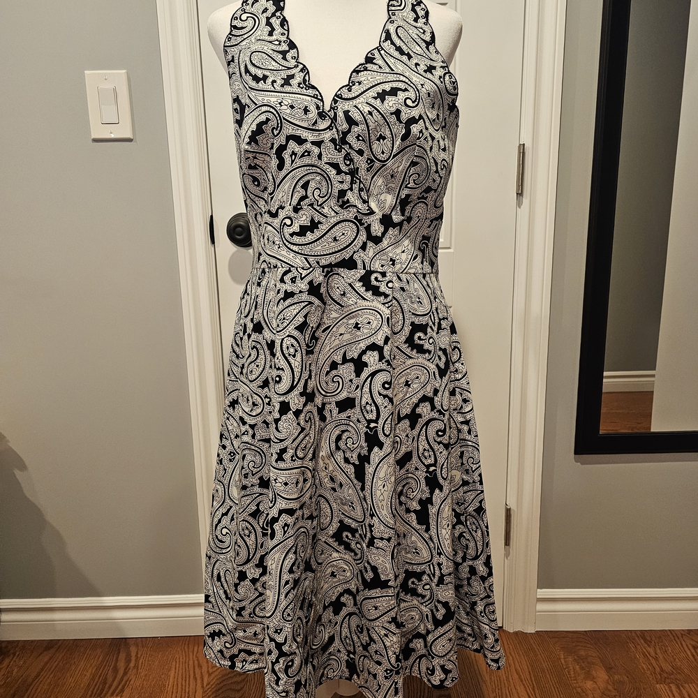 Spense Black and White Halter Midi Sundress